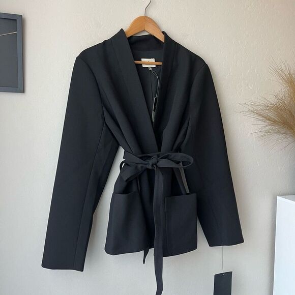 Tuckernuck Black Gracie Wrap Belted Patch Pocket Blazer Jacket Size XXXL NWT - Picture 3 of 8